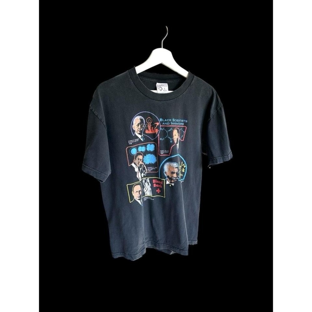 Vintage Black History TShirt‎ Iconic Black Scientists Inventors Sz Large Faded